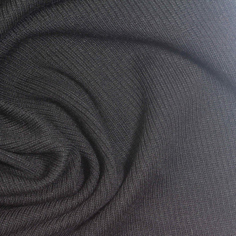 Polyester Stretch Rib Knit Fabric, 375 gsm, 130 cm — Black