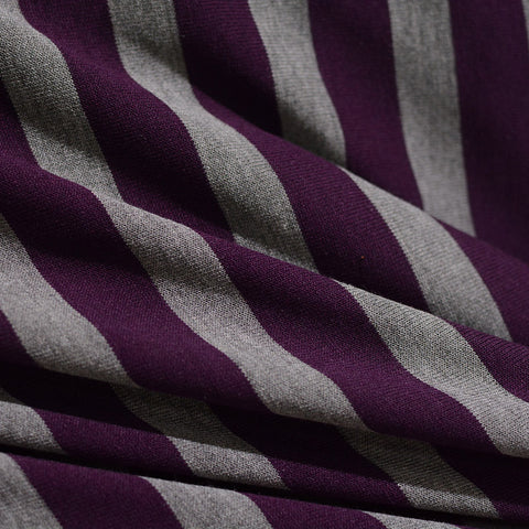 Dark Purple Stripe Chunky Knit, Poly-Viscose