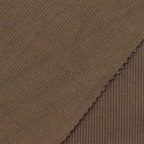 Cotton Stretch Rib Knit Fabric, 440 gsm, 120 cm — Brown