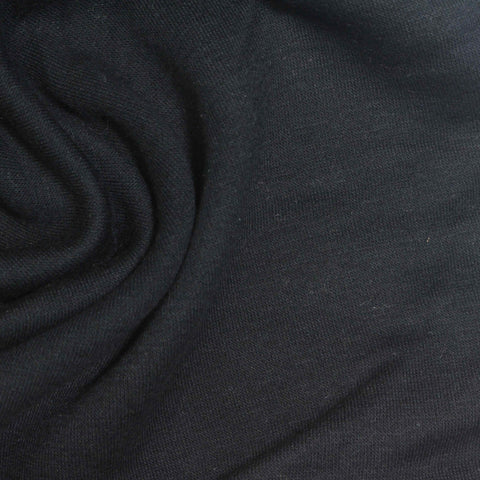 Brushed Polyester Cotton Stretch Knit Fabric, 330 gsm, 155 cm — Black