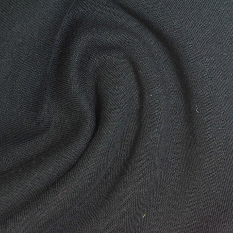 Cotton Polyester French Terry Fabric, 270 gsm, 165 cm — Black
