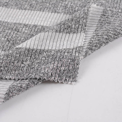 Light Grey Marl Rib Knit, Polyester, 150 gsm