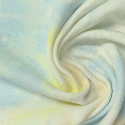 Light Blue Abstract French Terry, Poly-Viscose