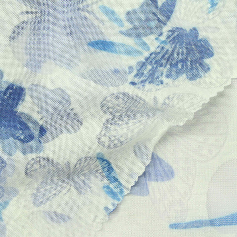Blue Floral Knit, Cotton-Poly, 85 gsm