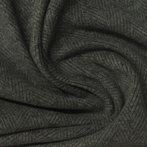 Dark Grey Herringbone Interlock Knit, Poly-Viscose