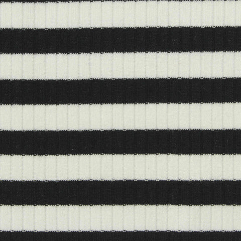 Black Stripe Rib Knit, Viscose-Poly