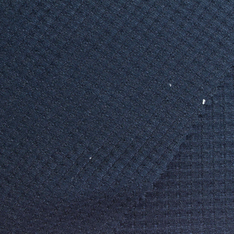 Jacquard Polyester Stretch Waffle Knit Fabric, 185 gsm, 135 cm — Navy