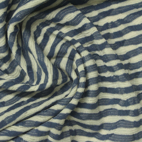 Cream Horizontal-Stripe Interlock Knit, Poly-Cotton