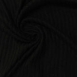 Brushed Polyester Stretch Rib Knit Fabric, 195 gsm — Black — photo 2