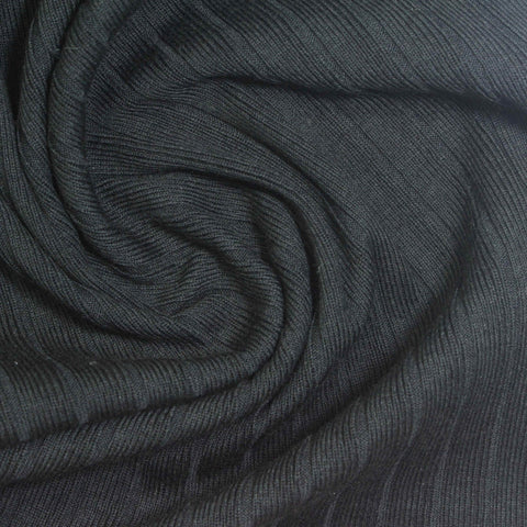 Charcoal Rib Knit, Cotton-Viscose