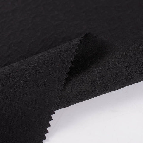Plaid Viscose Polyester Woven Fabric, 347 gsm, 146 cm — Black