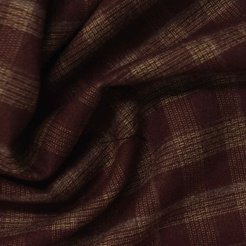 Dark Red Plaid Woven, Poly-Viscose