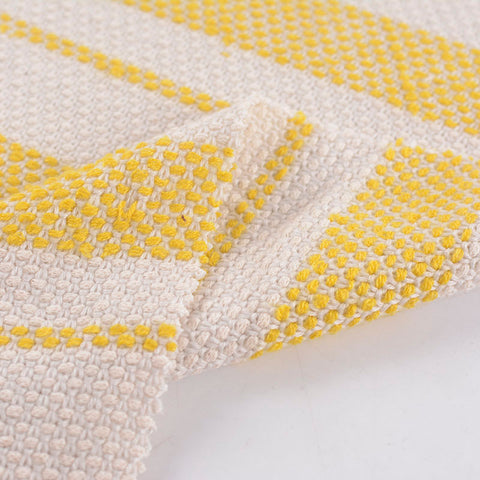 Cream Horizontal-Stripe Chunky Knit, Polyester, 417 gsm
