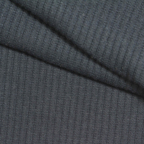 Cotton Stretch Rib Knit Fabric, 220 gsm, 135 cm — Navy