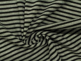 Black Horizontal-Stripe Rib Knit, Poly-Viscose — photo 2