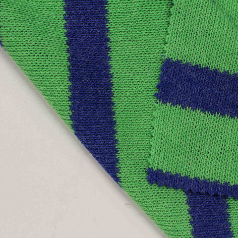 Green Horizontal-Stripe Interlock Knit, Poly-Viscose