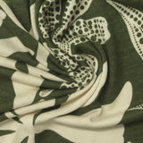 Cream Leaves Jersey Knit, Viscose — photo 2