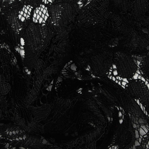 Black Floral Lace, Cotton-Nylon, 140 cm, ref EF-243225