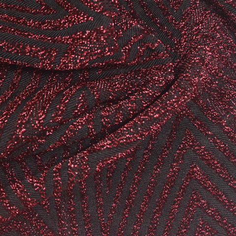 Red Glitter Interlock Knit, Poly-Metallic