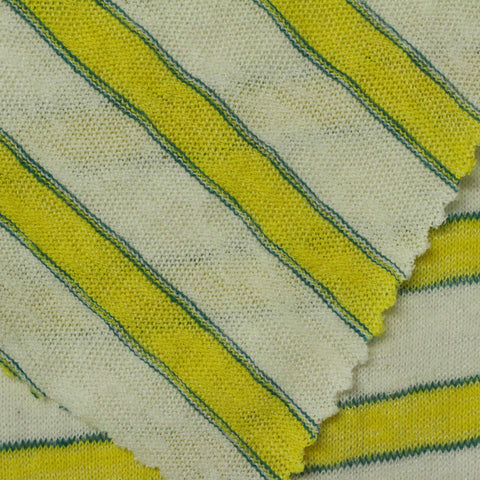Yellow Horizontal-Stripe Knit, Cotton-Poly