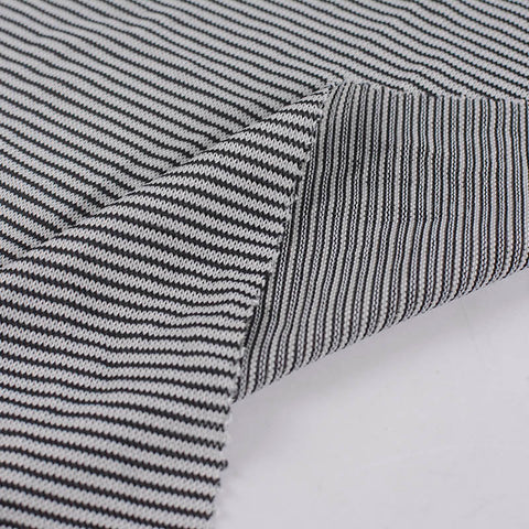 Black Horizontal-Stripe Chunky Knit, Polyester, 190 gsm