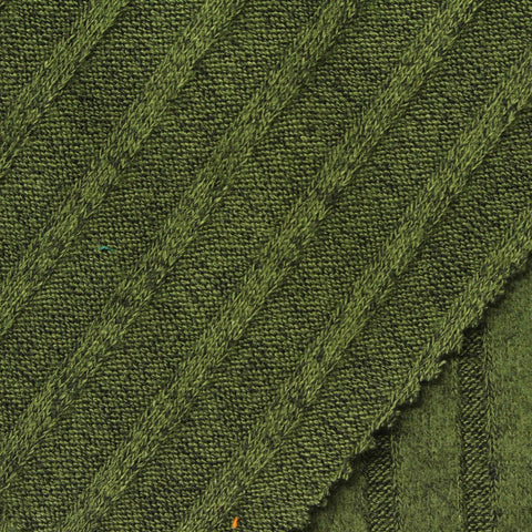 Brushed Viscose Polyester Stretch Rib Knit Fabric, 230 gsm, 140 cm — Green