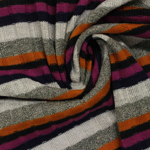 Polyester Metallic Stretch Rib Knit Fabric, 190 gsm, 125 cm — Khaki