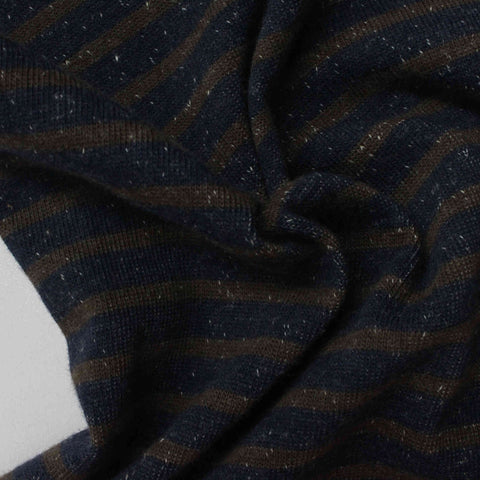 Navy Marled-Stripe Rib Knit, Cotton
