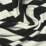 Black Horizontal-Stripe Rib Knit, Polyester — photo 2