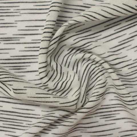 Black Lines Jersey Knit, Polyester, 86 gsm