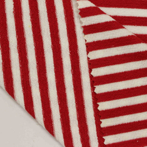 Red Horizontal-Stripe Interlock Knit, Poly-Viscose