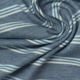 Blue Horizontal-Stripe Jersey Knit, Poly-Viscose — photo 2