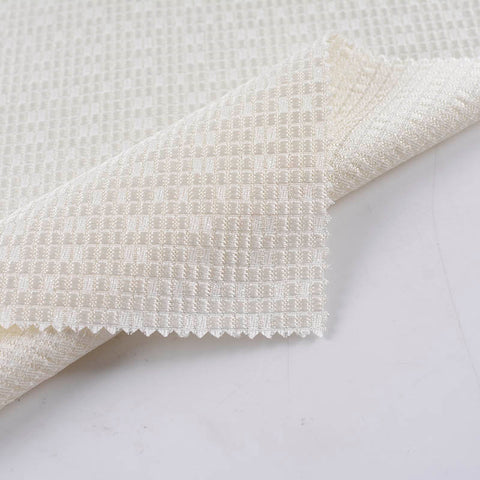 Plaid Polyester Metallic Woven Fabric, 194 gsm, 145 cm — White