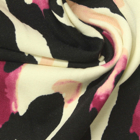Black Abstract French Terry, Cotton