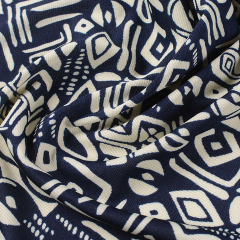 Navy Abstract Knit, Polyester