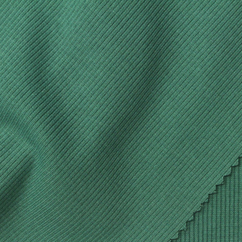 Polyester Cotton Stretch Rib Knit Fabric, 280 gsm — Green