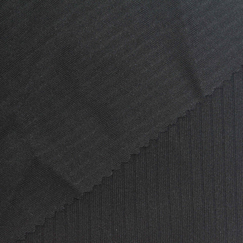 Polyester Stretch Rib Knit Fabric, 240 gsm, 176 cm — Black