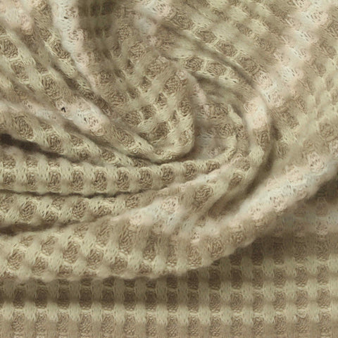 Beige Horizontal-Stripe Waffle Knit, Polyester