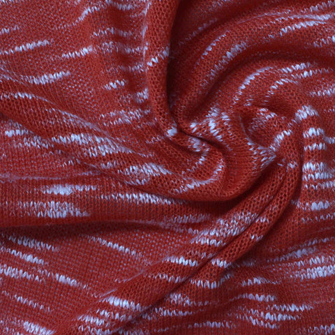 Red Marl Chunky Knit, Polyester, 180 gsm