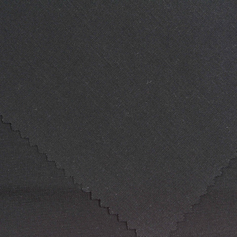 Viscose Nylon Stretch Ponte Knit Fabric, 240 gsm, 155 cm — Black
