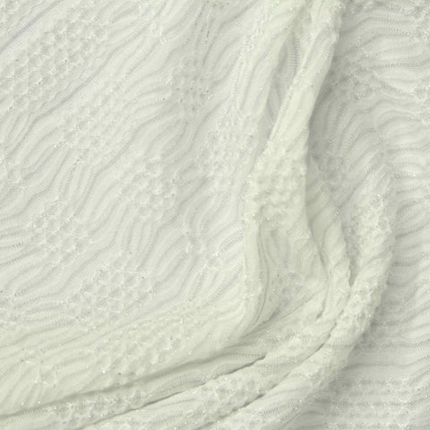 White Wavy-Line Jersey Knit, Polyester