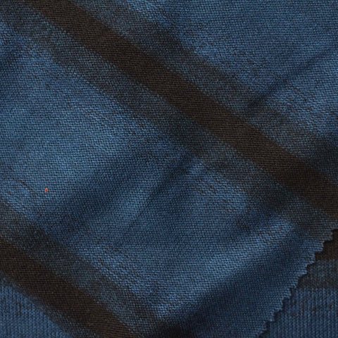 Blue Horizontal-Stripe Chunky Knit, Viscose-Poly, 230 gsm