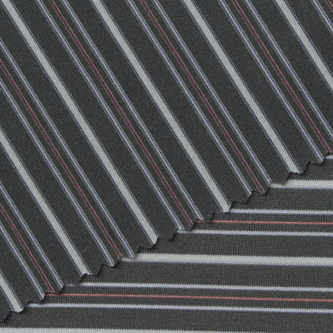 Dark Grey Horizontal-Stripe Jersey Knit, Polyester, 130 gsm