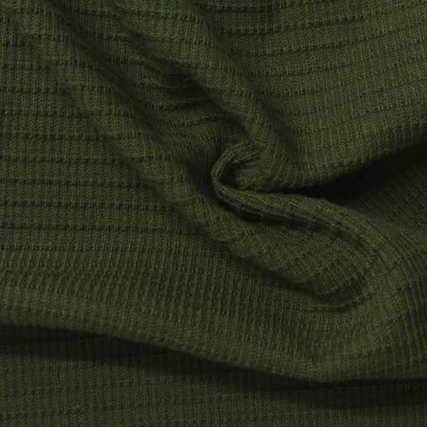 Plaid Cotton Polyester Waffle Knit Fabric, 170 gsm, 160 cm — Green