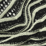 Cream Horizontal-Stripe Pointelle Knit, Poly-Cotton — photo 2