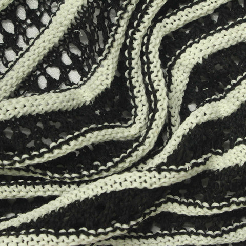 Cream Horizontal-Stripe Pointelle Knit, Poly-Cotton