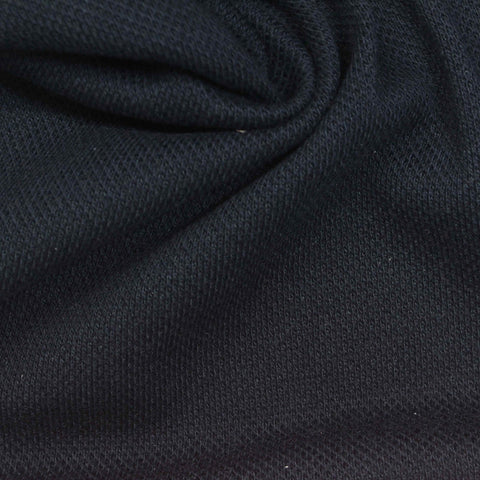 Polyester Cotton Stretch Piqué Knit Fabric, 270 gsm, 180 cm — Navy