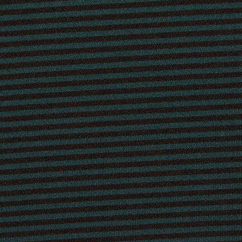 Dark Green Horizontal-Stripe Jersey Knit, Polyester, 159 gsm