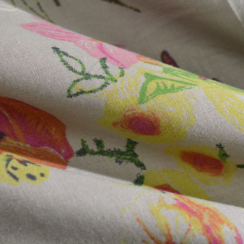 Grey Flowers Woven, Cotton