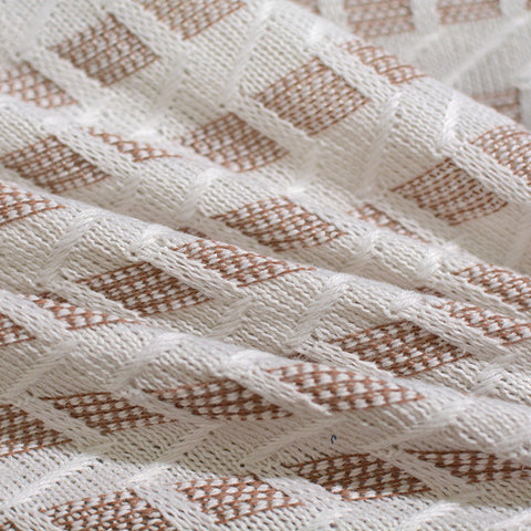 White Geometric-Square Jacquard, Polyester